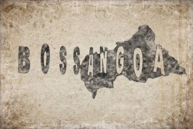 Orta Afrika Cumhuriyeti Bossangoa Haritası ve Beyaz Harf Tasarımı