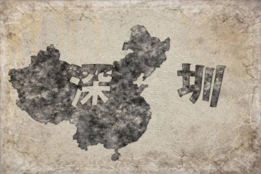 Çin Shenzhen Haritası ve Beyaz Harf Tasarımı