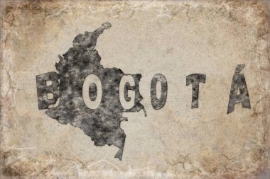 Kolombiya Bogota Haritası ve Beyaz Harf Tasarımı