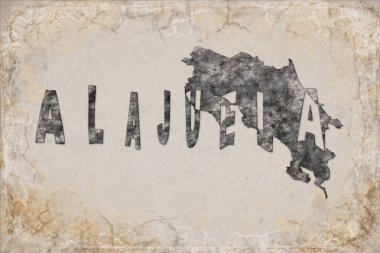 Kosta Rika Alajuela Haritası ve Beyaz Harf Tasarımı