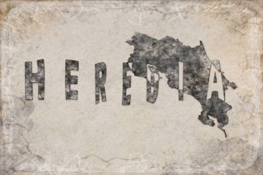 Kosta Rika Heredia Haritası ve Beyaz Harf Tasarımı