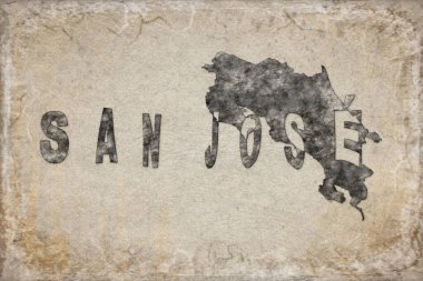 Kosta Rika San Jose Haritası ve Beyaz Harf Tasarımı