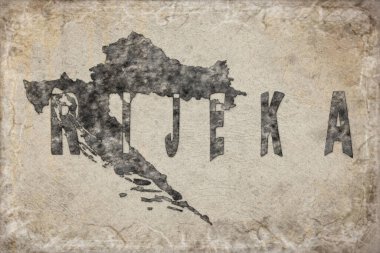 Hırvatistan Rijeka Haritası ve Beyaz Harf Tasarımı