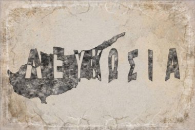 Kıbrıs Rum Kesimi Lefkoşe Haritası ve Beyaz Harf Tasarımı