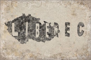 Çek Cumhuriyeti Liberec Haritası ve Beyaz Harf Tasarımı