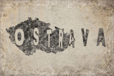 Çek Cumhuriyeti Ostrava Haritası ve Beyaz Harf Tasarımı