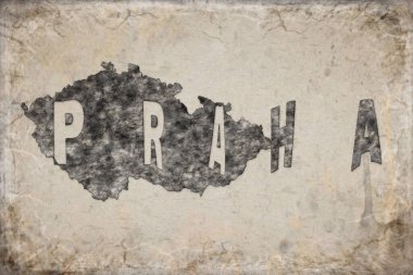 Çek Cumhuriyeti Prag Haritası ve Beyaz Harf Tasarımı