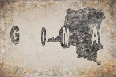 Demokratik Kongo Cumhuriyeti Goma Haritası ve Beyaz Harf Tasarımı