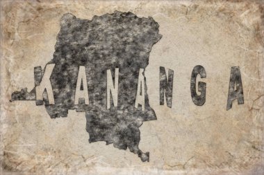 Demokratik Kongo Cumhuriyeti Kananga Haritası ve Beyaz Harf Tasarımı