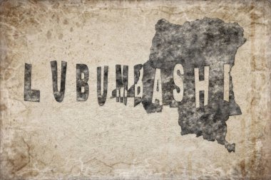 Demokratik Kongo Cumhuriyeti Lubumbashi Haritası ve Beyaz Harf Tasarımı