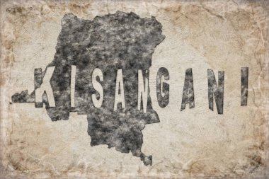 Demokratik Kongo Cumhuriyeti Kisangani Haritası ve Beyaz Harf Tasarımı