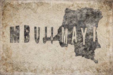 Demokratik Kongo Cumhuriyeti Mbuji Mayi Haritası ve Beyaz Harf Tasarımı