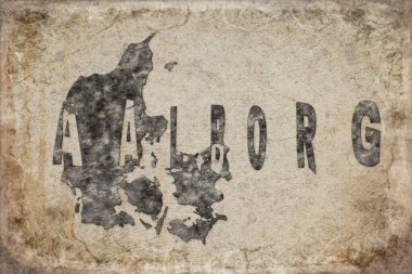 Danimarka Aalborg Haritası ve Beyaz Harf Tasarımı