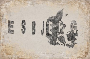 Danimarka Esbjerg Haritası ve Beyaz Harf Tasarımı