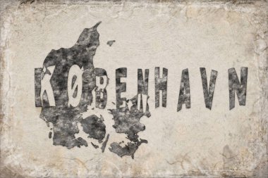 Danimarka Kopenhag Haritası ve Beyaz Harf Tasarımı