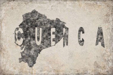 Ekvador Cuenca Haritası ve Beyaz Harf Tasarımı