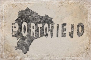 Ekvador Portoviejo Haritası ve Beyaz Harf Tasarımı