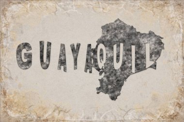 Ekvador Guayaquil Haritası ve Beyaz Harf Tasarımı