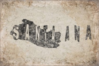 El Salvador Santa Ana Haritası ve Beyaz Harf Tasarımı