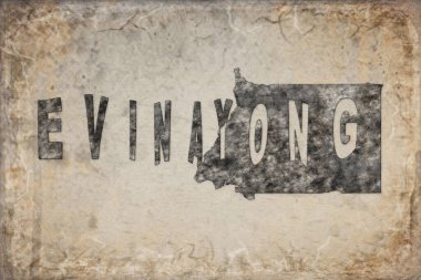 Ekvator Ginesi Evinayong Haritası ve Beyaz Harf Tasarımı