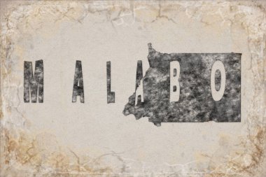 Ekvator Ginesi Malabo Haritası ve Beyaz Harf Tasarımı