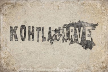 Estonya Kohtla Jarve Haritası ve Beyaz Harf Tasarımı