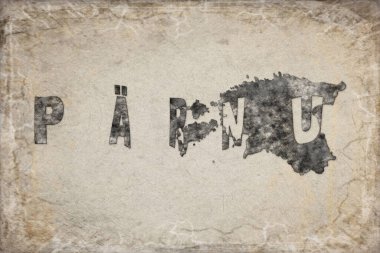 Estonya Parnu Haritası ve Beyaz Harf Tasarımı