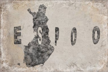 Finlandiya Espoo Haritası ve Beyaz Harf Tasarımı