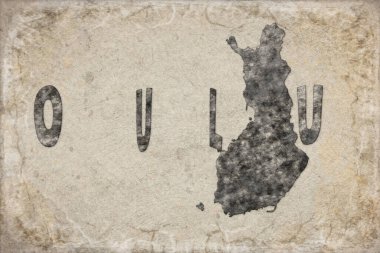 Finlandiya Oulu Haritası ve Beyaz Harf Tasarımı