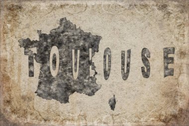 France Toulouse Haritası ve Beyaz Harf Tasarımı