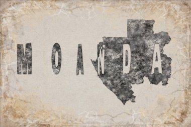 Gabon Moanda Haritası ve Beyaz Harf Tasarımı