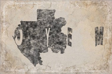 Gabon Oyem Haritası ve Beyaz Harf Tasarımı