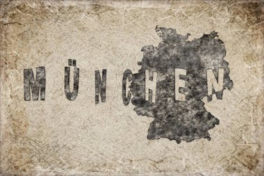 Almanya Münih Haritası ve Beyaz Harf Tasarımı