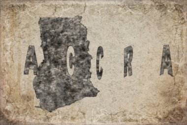 Gana Accra Haritası ve Beyaz Harf Tasarımı