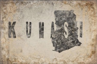 Gana Kumasi Haritası ve Beyaz Harf Tasarımı