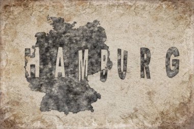Almanya Hamburg Haritası ve Beyaz Harf Tasarımı