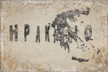 Yunanistan Heraklion Haritası ve Beyaz Harf Tasarımı