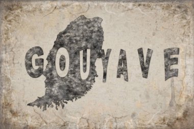 Grenada Gouyave Haritası ve Beyaz Harf Tasarımı