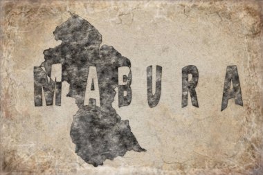 Guyana Mabura Haritası ve Beyaz Harf Tasarımı