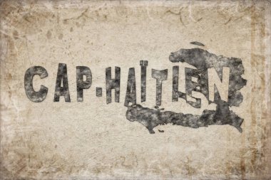 Haiti Cap Haitien Haritası ve Beyaz Harf Tasarımı