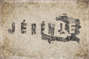 Haiti Jeremie Haritası ve Beyaz Harf Tasarımı