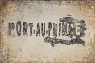 Haiti Port au Prince Haritası ve Beyaz Harf Tasarımı