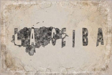 Honduras La Ceiba Haritası ve Beyaz Harf Tasarımı