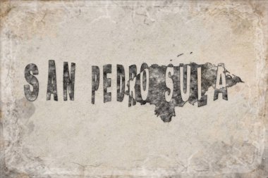 Honduras San Pedro Sula Haritası ve Beyaz Harf Tasarımı