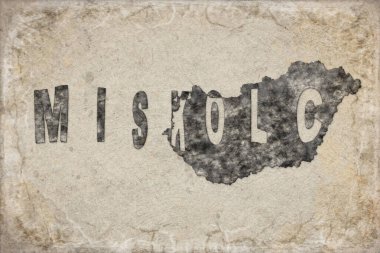 Macaristan Miskolc Haritası ve Beyaz Harf Tasarımı