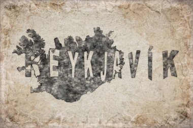 İzlanda Reykjavik Haritası ve Harf Tasarımı