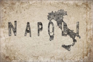 İtalya Napoli Haritası ve Beyaz Harflerin Tasarımı