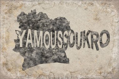 Fildişi Sahili Yamoussoukro Haritası ve Beyaz Harf Tasarımı