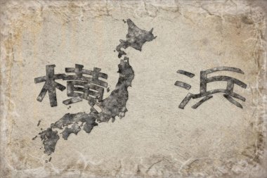 Japon Yokohama Haritası ve Beyaz Harf Tasarımı