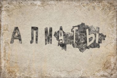 Kazakistan Almatı Haritası ve Beyaz Harf Tasarımı